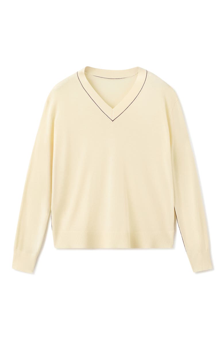 Bert Jersey V-Neck Sweater, Alternate, color, PASTEL YELLOW