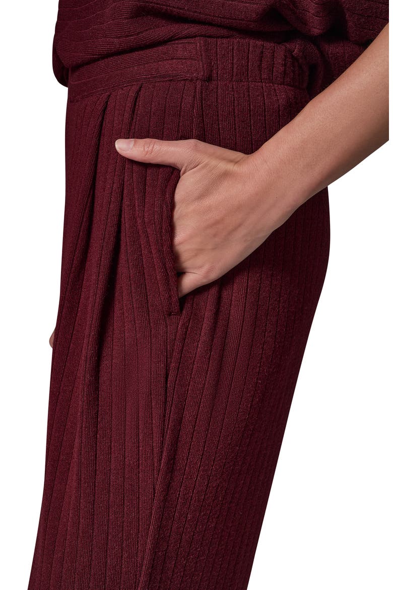 Brushed Rib Wide Leg Pants, Alternate, color, BLK CHERRY