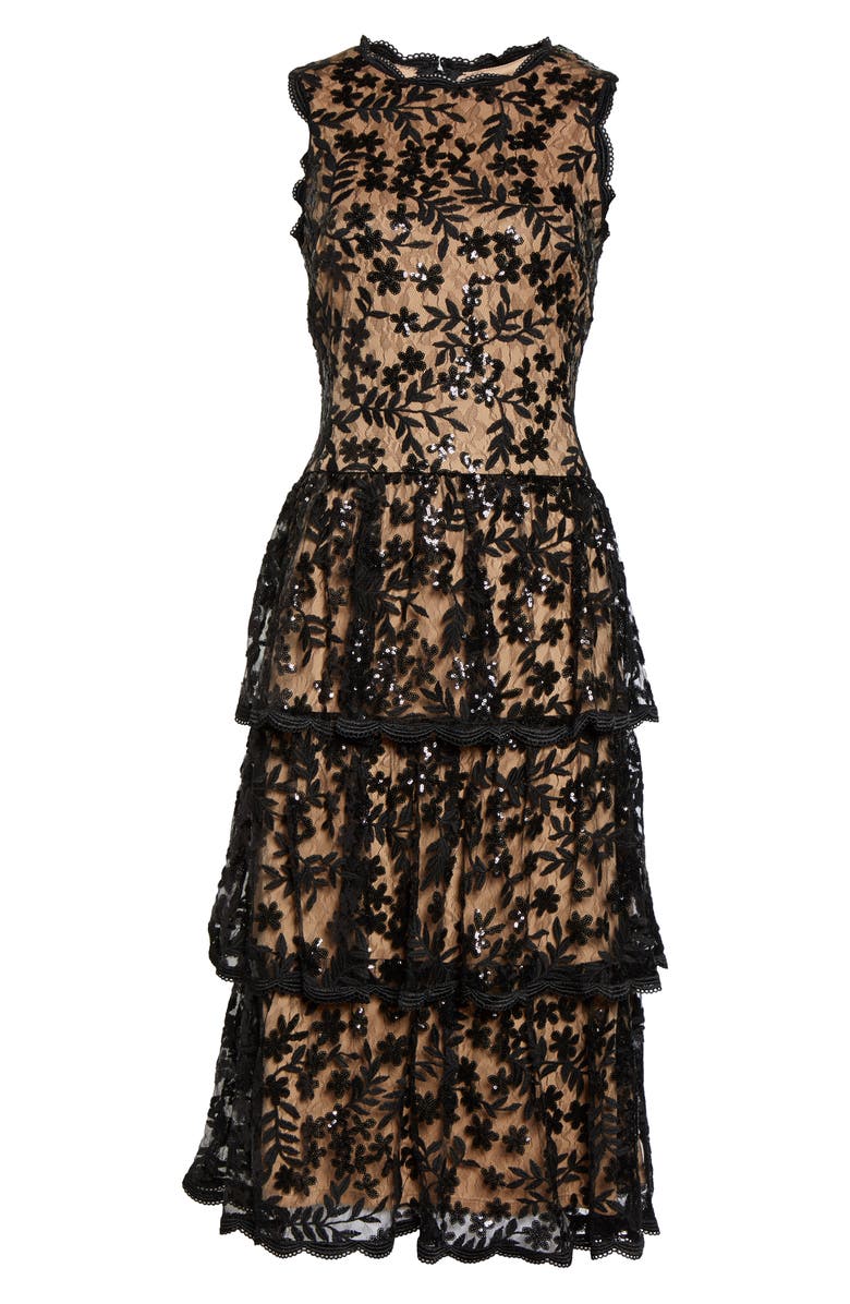 Taylor Dresses Sequin Floral Lace Embroidered Dress, Alternate, color,