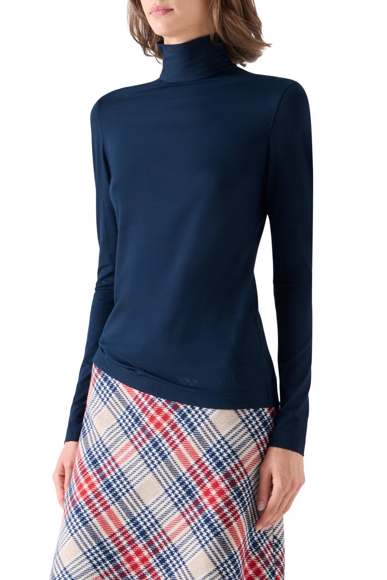 Jersey Turtleneck, Alternate, color, NAVY