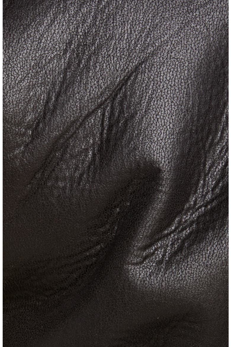 Belted Faux Leather & Faux Fur Aviator Jacket, Alternate, color, BLACK