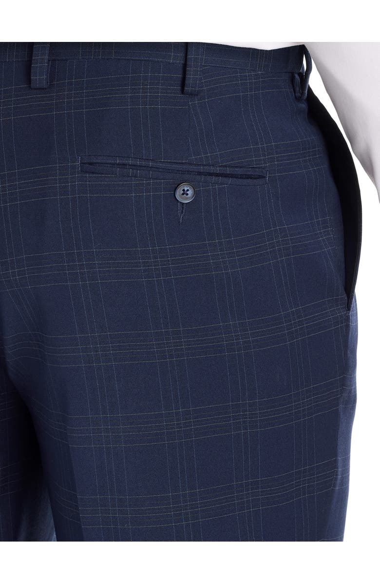 Oak Hill by DXL Big & Tall  Traditional Waist-Relaxer Plaid Dress Pants, Alternate, color, Navy