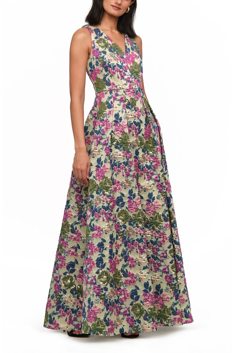 Madge Pleated Ballgown, Alternate, color, PALE GOLD