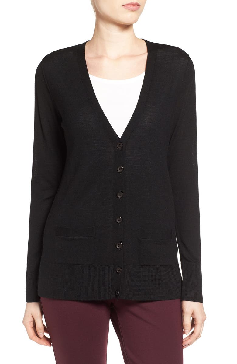 Halogen<sup>®</sup> V-Neck Lightweight Merino Cardigan, Alternate, color,