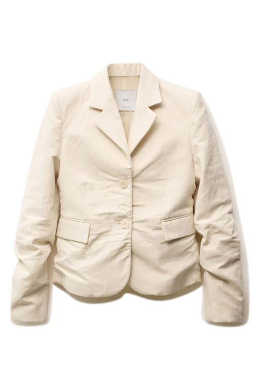 Mango Wrinkled Cotton & Linen Suit Blazer In Neutral