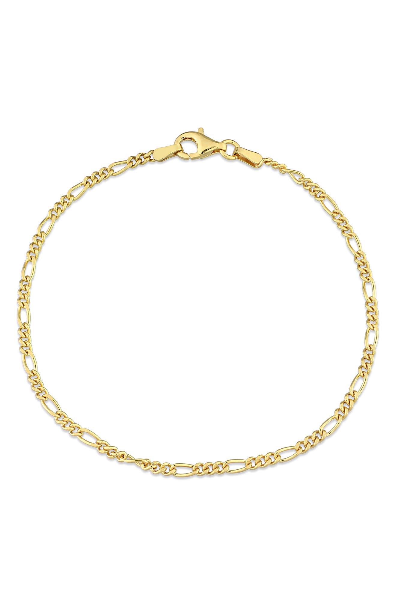 DELMAR 18k Yellow Gold Plated Sterling Silver 2.2mm Figaro Chain Bracelet