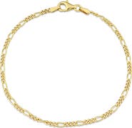 DELMAR 18k Yellow Gold Plated Sterling Silver 2.2mm Figaro Chain Bracelet