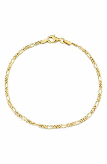 DELMAR 18k Yellow Gold Plated Sterling Silver 2.2mm Figaro Chain Bracelet