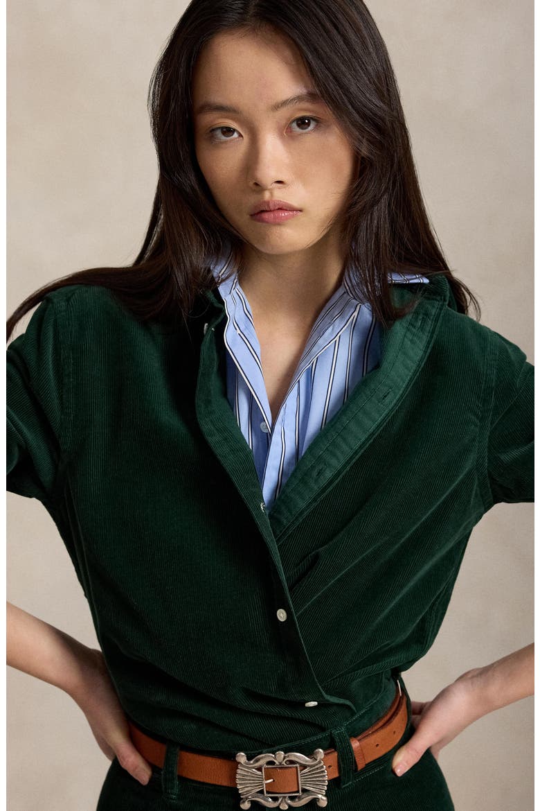 Classic Fit Corduroy Button-Up Shirt, Alternate, color, DARK GREEN