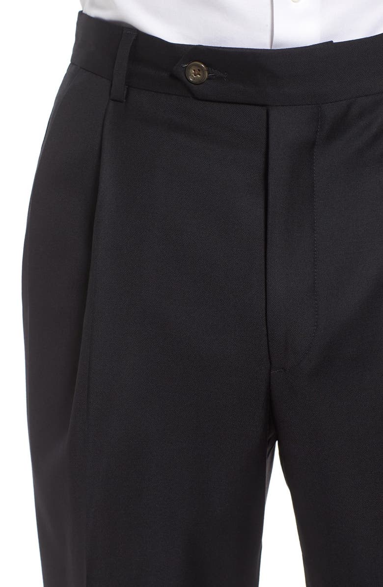 Berle Super 130s Gabardine Pleated Trousers, Alternate, color, 