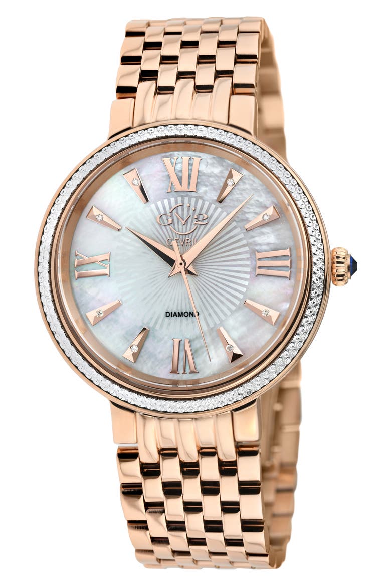 Women's Genoa Diamond Dial Bracelet Watch, 37mm, Main, color, ROSE GOLD