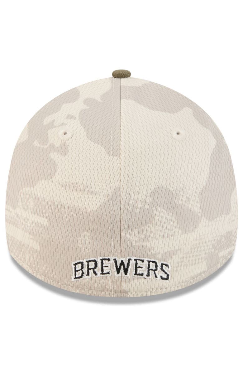 New Era Men's New Era Light Beige/Olive Milwaukee Brewers 2025 Armed Forces Day 39THIRTY Flex Hat, Alternate, color, Light Beige