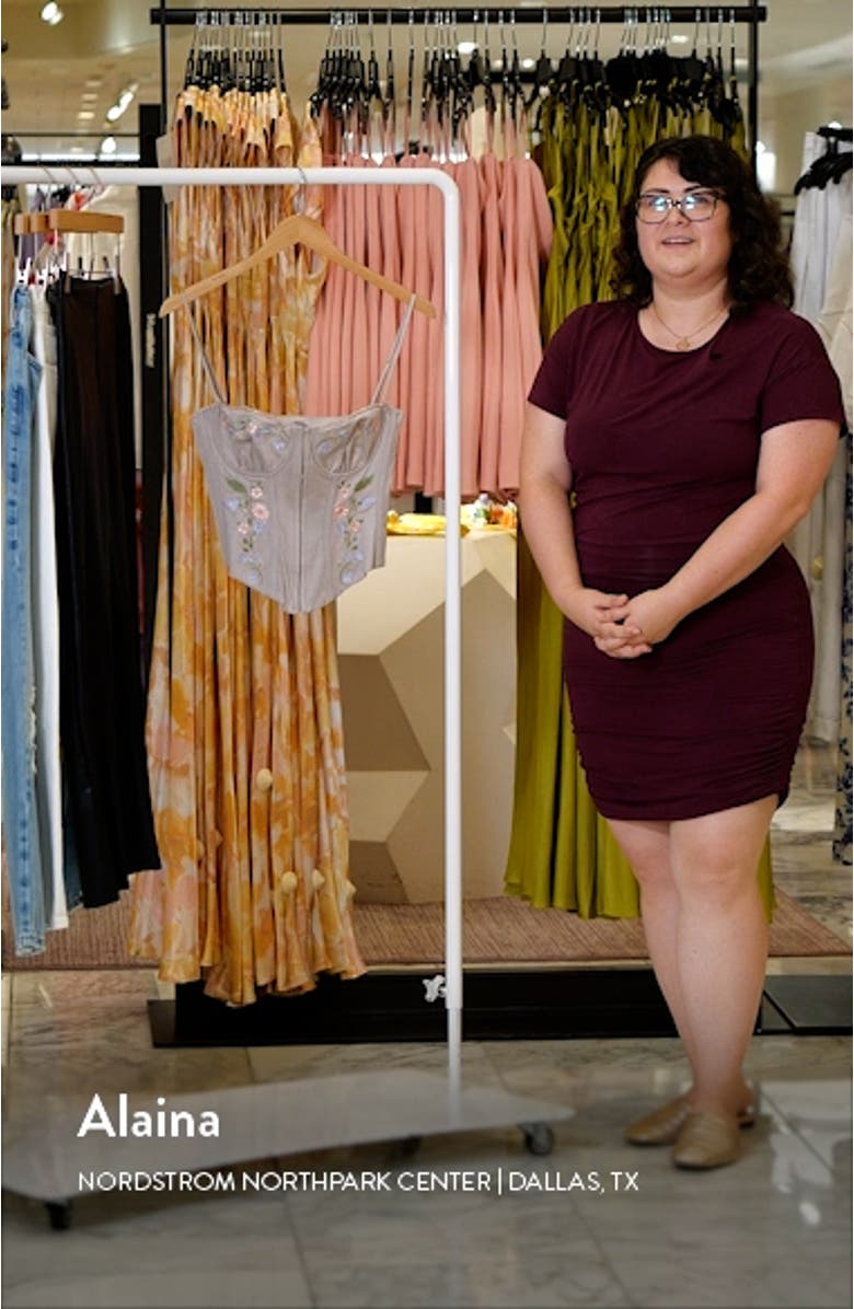 Petunia Embroidered Faux Suede Corset Top, sales video thumbnail