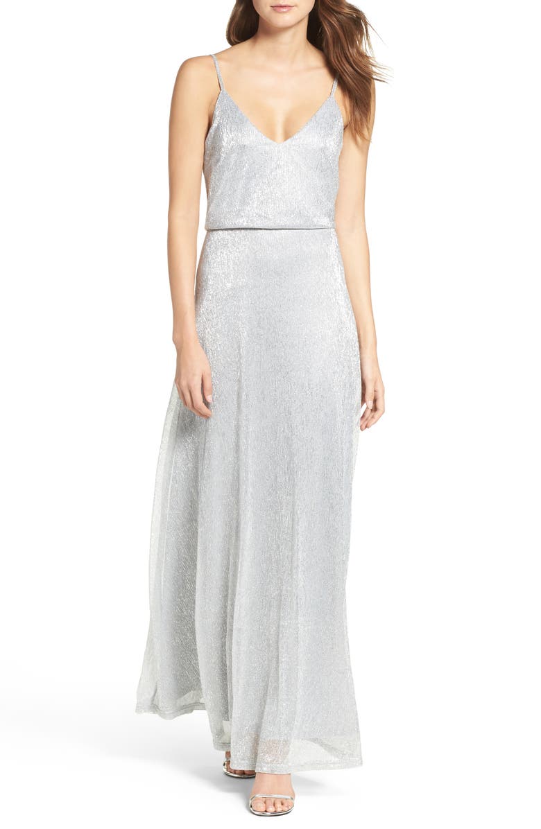 Lulus Blouson Shimmer Gown, Main, color,