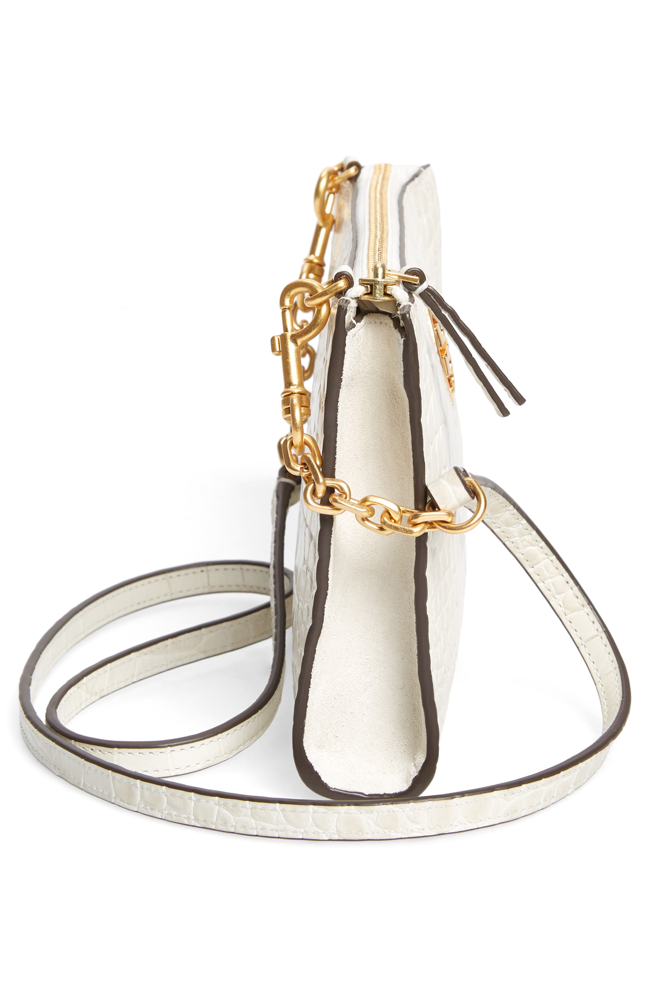 Tory Burch Carson Croc Embossed Leather Crossbody Bag, Alternate, color, 