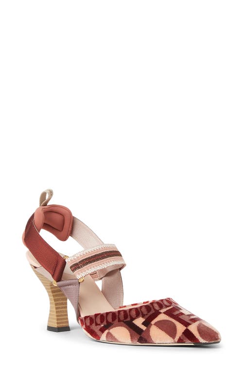 Fendi Colibri Mixed-media Iconic Ff Tapestry Slingback Pumps In Multi