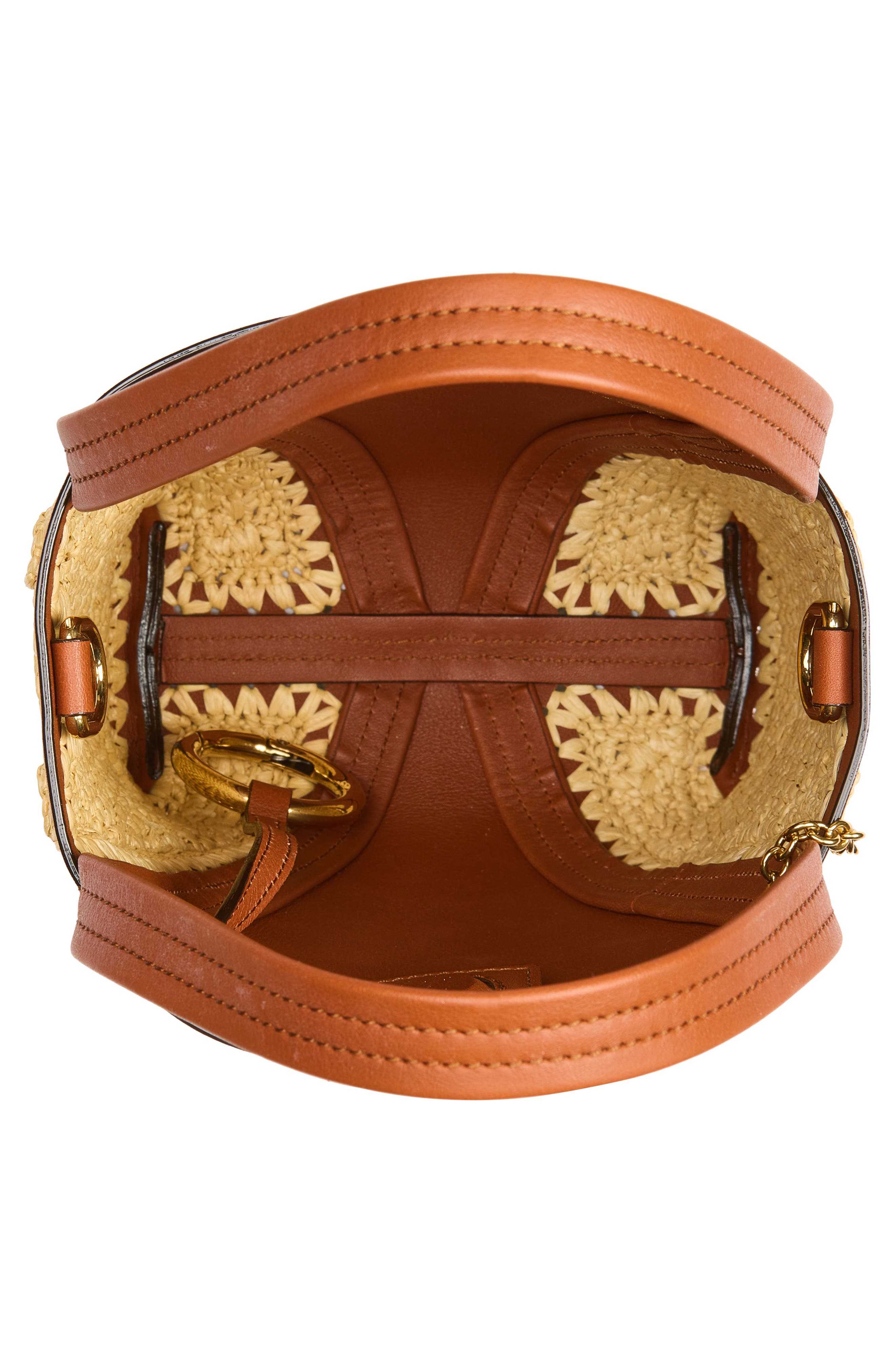 Chloé Crochet & Leather Spin Tote, Alternate, color, Clay Brown