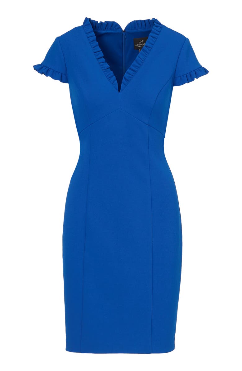 Adrianna Papell Ruffle Crepe Sheath Dress, Alternate, color, Cobalt Blue