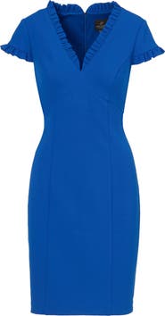 Adrianna Papell Ruffle Crepe Sheath Dress