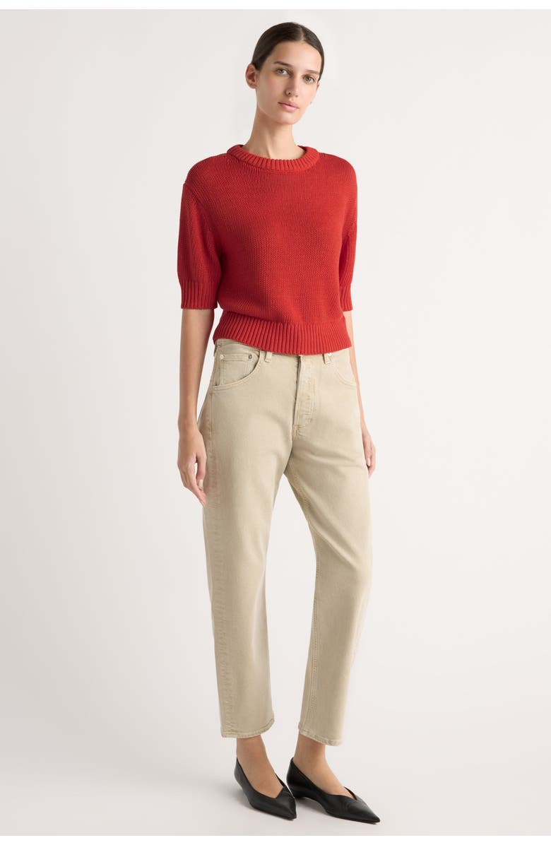 Modern Citizen Heidi Pullover Short-Sleeve Knit Top, Alternate, color, Red Orange