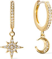 Ana Luisa Crescent Moon Huggie Hoops - Celeste