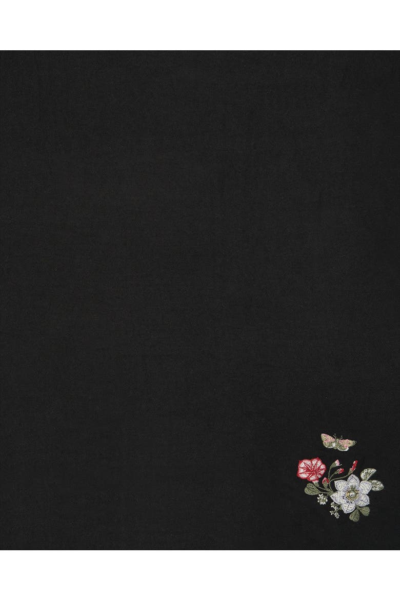 Floral Embroidered Black Pashmina Scarf, Alternate, color, Black