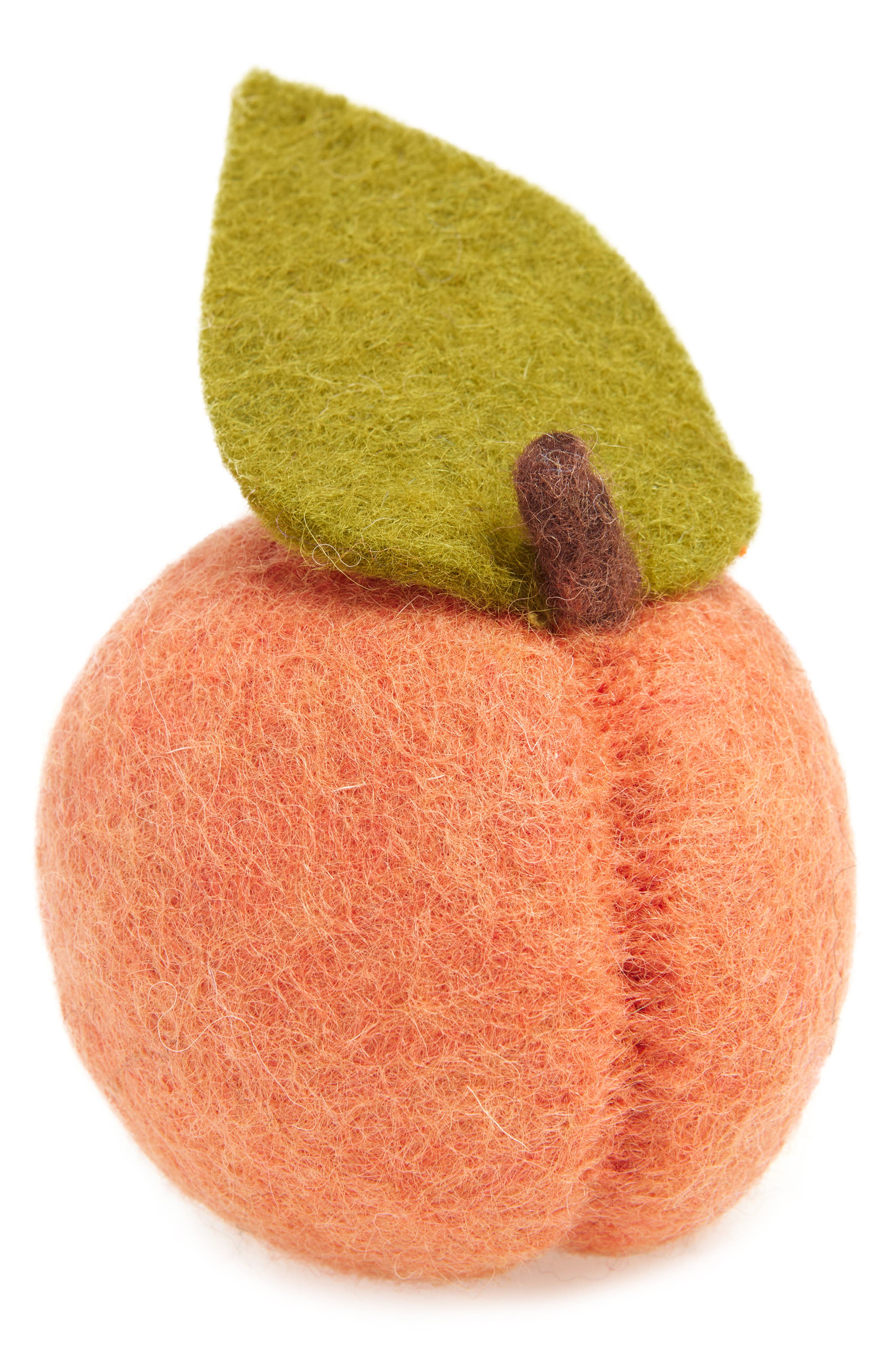 MODERNBEAST Felted Wool Peach Pet Toy in Orange 