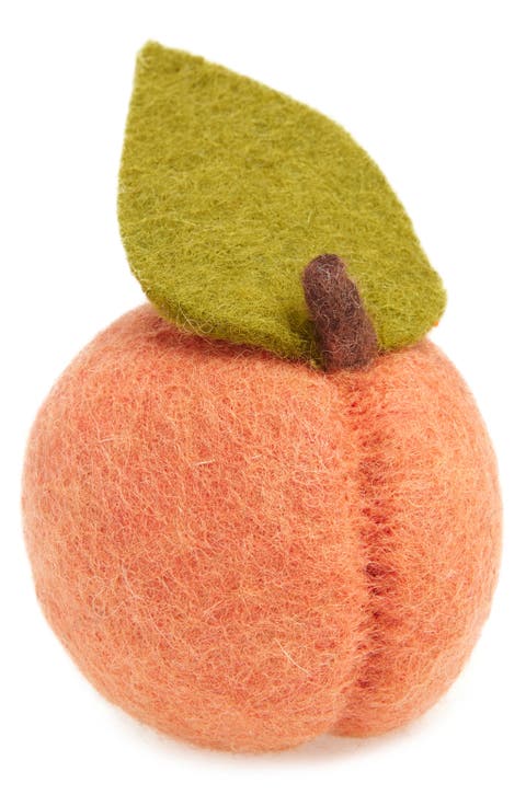 Felted Wool Peach Pet Toy