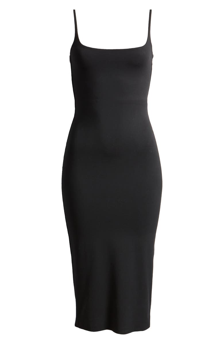 Open Edit Smooth Edit Strappy Midi Slipdress, Alternate, color, Black