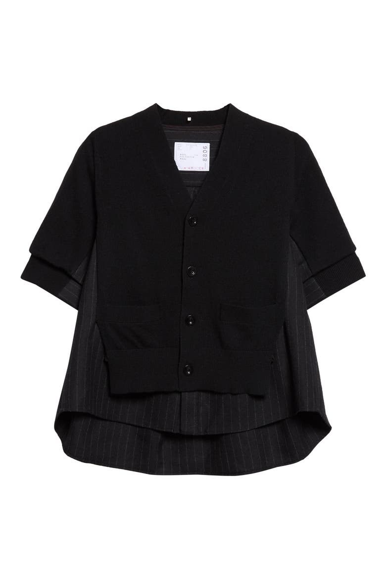 Hybrid Wool Cardigan Top (Nordstrom Exclusive), Alternate, color, BLACK