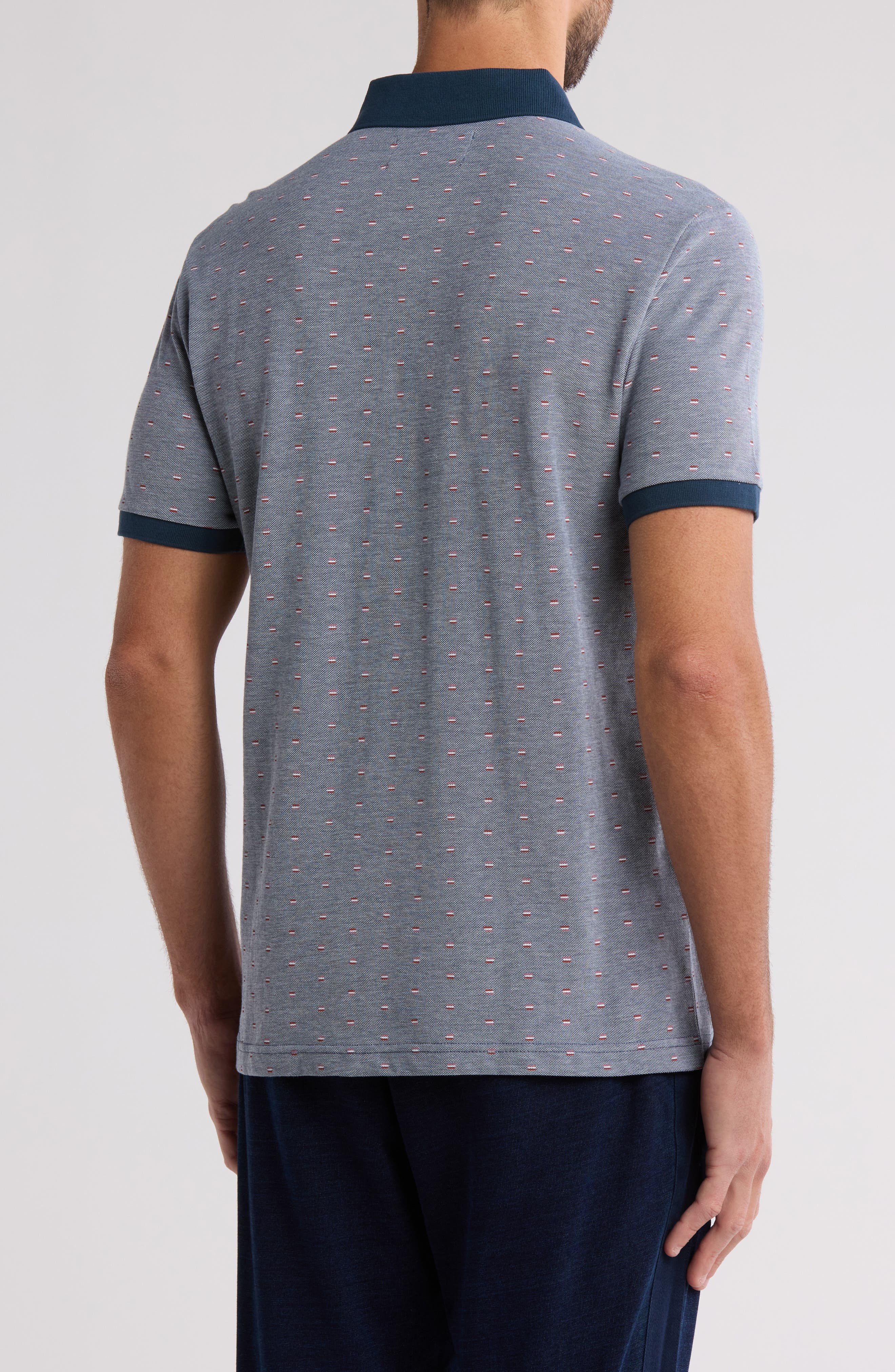 Line Print Bird's Eye Pique Polo - image 2