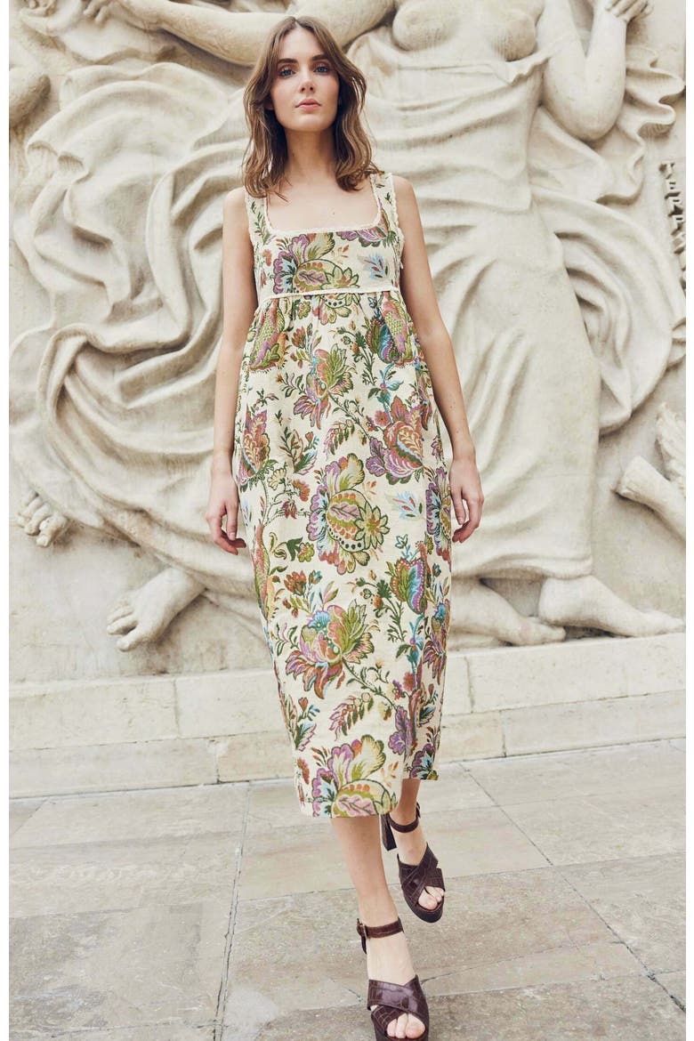 Emily Midi Dress, Alternate, color, Rainbow Floral Jacquard