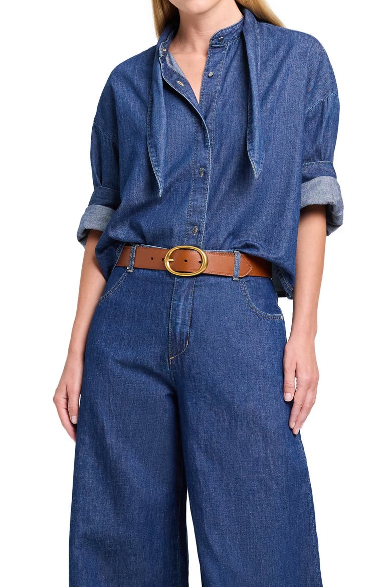 Tie One One Nonstretch Denim Shirt, Main, color, DARK STONE