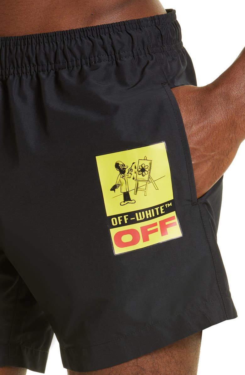 Off-White Painter Swim Trunks, Alternate, color, 