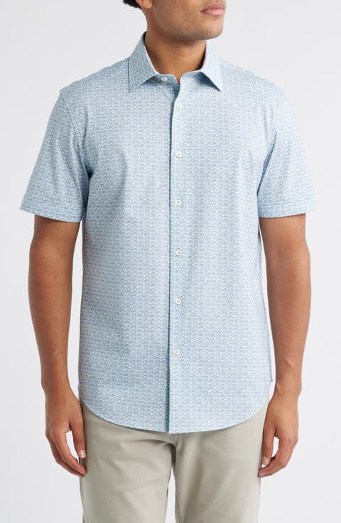 Miles OoohCotton® Geo Print Short Sleeve Button-Up Shirt