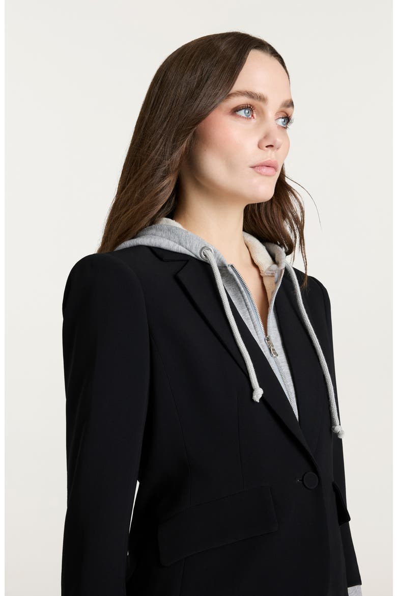 Le Petite Khloe Zip-Up Hoodie Blazer, Alternate, color, BLACK/ HEATHER GREY