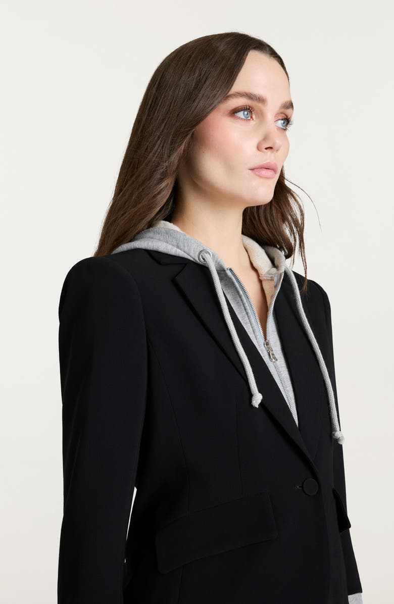 Cinq à Sept Le Petite Khloe Zip-Up Hoodie Blazer, Alternate, color, Black/ Heather Grey