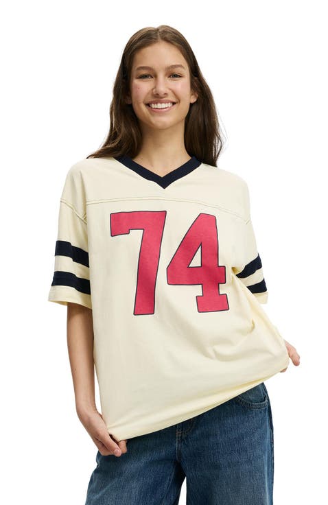 Women's V Neck Oversized Graphic Tee