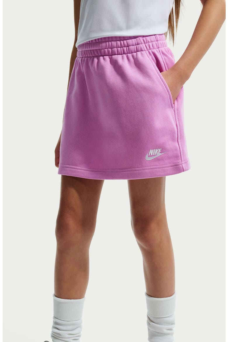 Kids' Sportswear Club Fleece Pull-On Skirt, Alternate, color, LIGHT MAGENTA/ WHITE