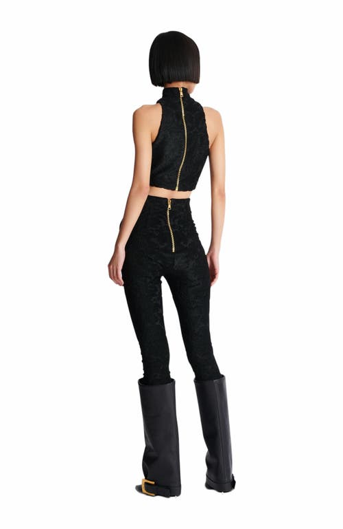 Balmain Women Baroque Crop Top In Black