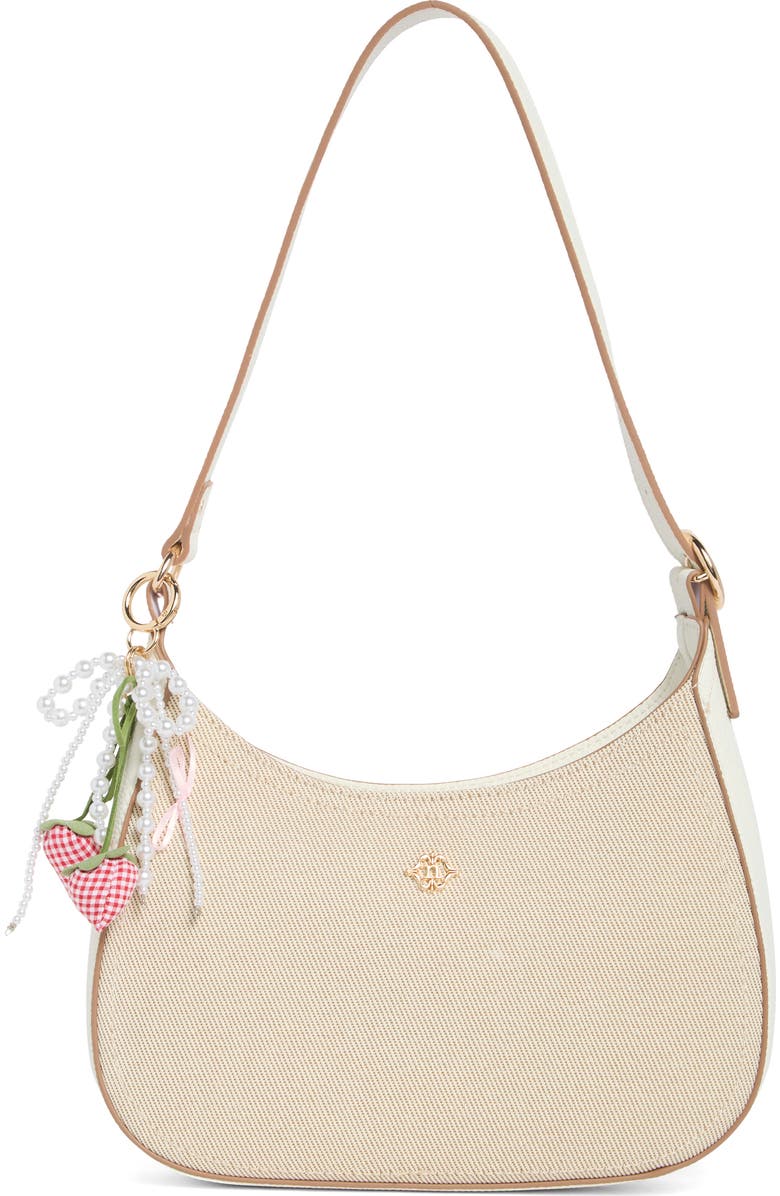 Nanette Lepore Crescent Twill Shoulder Bag, Main, color, Twill-Chalk