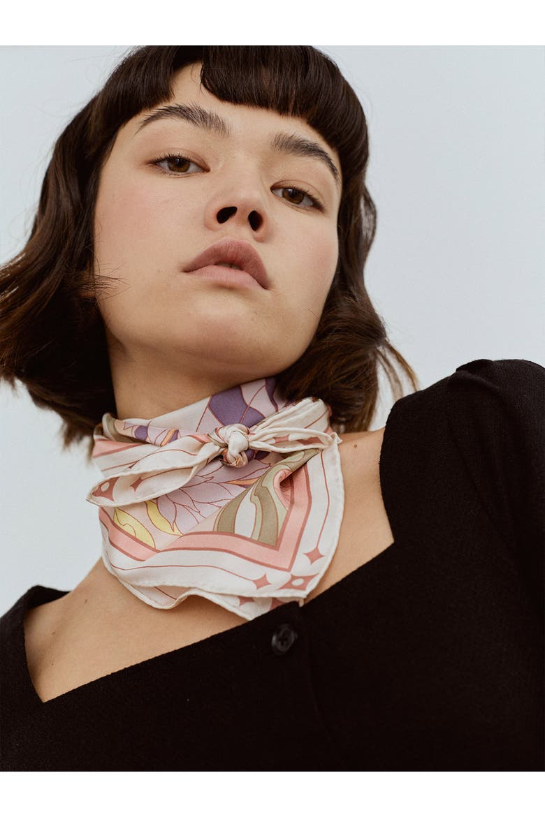 The Dreamer Bandana Silk Scarf, Alternate, color, Pink