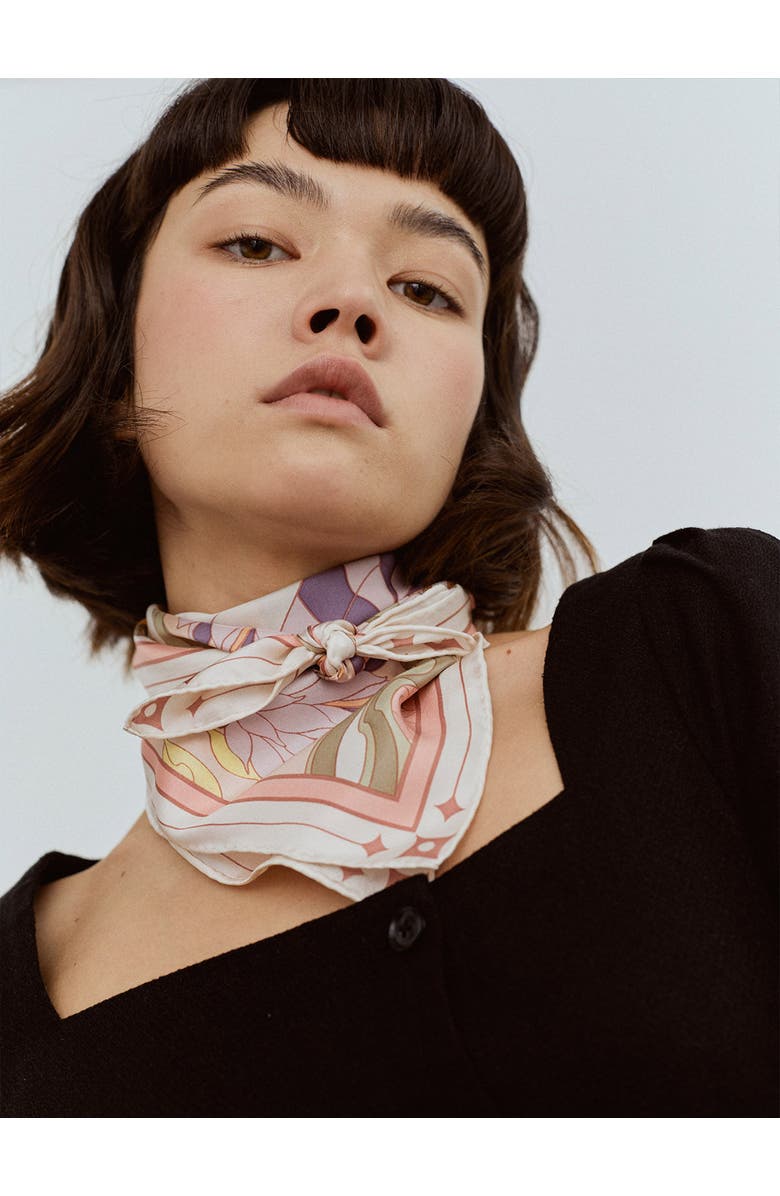 Lost Pattern The Dreamer Bandana Silk Scarf, Alternate, color, Pink