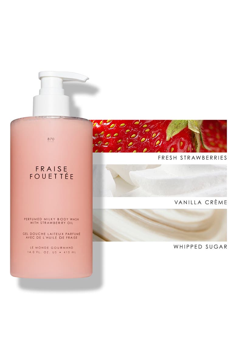 LE MONDE GOURMAND Fraise Fouettée Perfumed Milky Body Wash, Alternate, color,