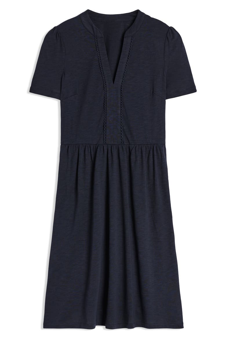 Naomi Picot Trim Cotton Blend Jersey Dress, Alternate, color, NAVY