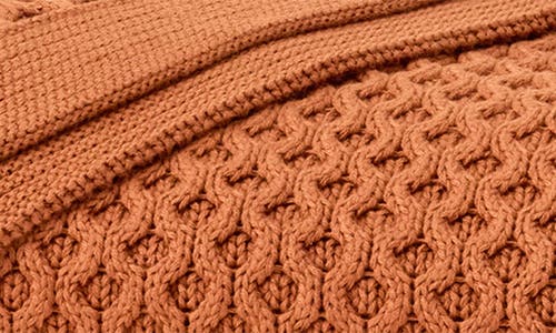 Boll & Branch Honeycomb Knit Throw Blanket In Orange