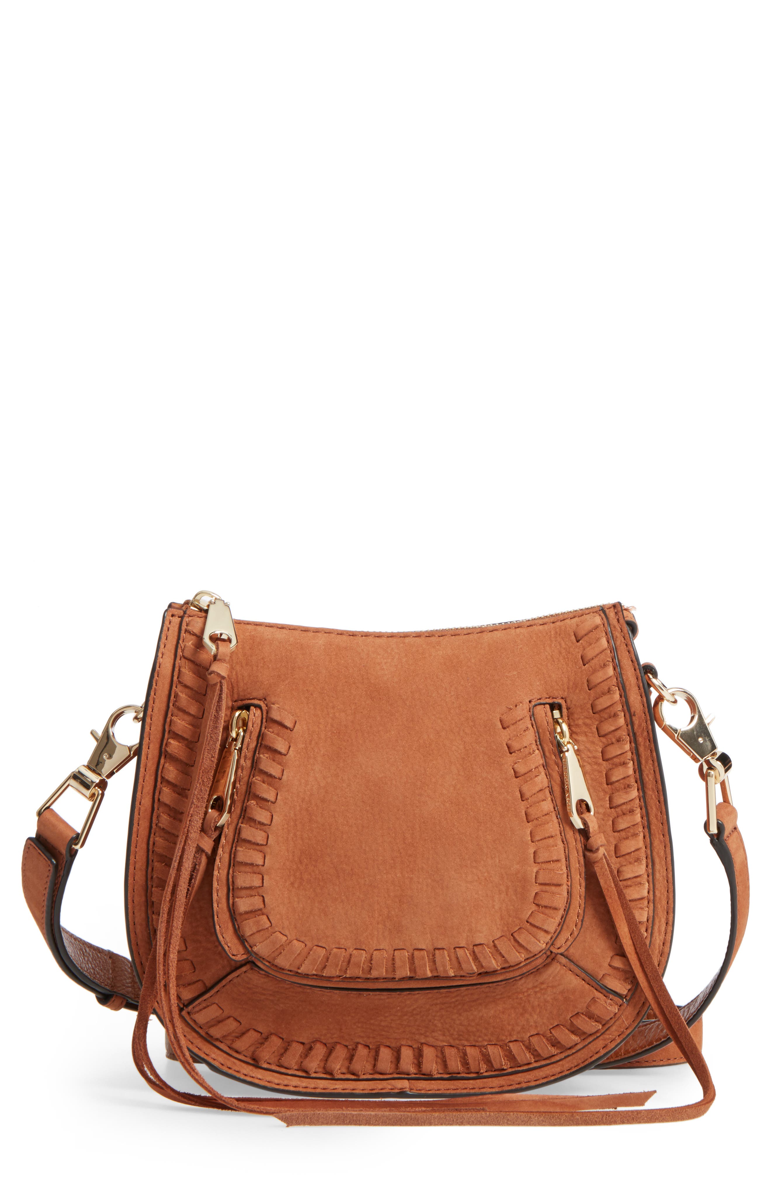 Mini Vanity Saddle Bag, Main, color, ALMOND NUBUCK