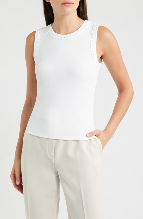 Perfect Studded Cotton Blend Rib Tank