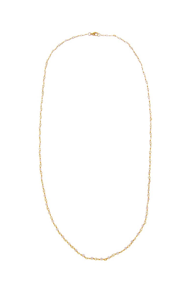 BY ADINA EDEN Extra Long Colored Bead Chain W/ Gold Necklace, Main, color, White