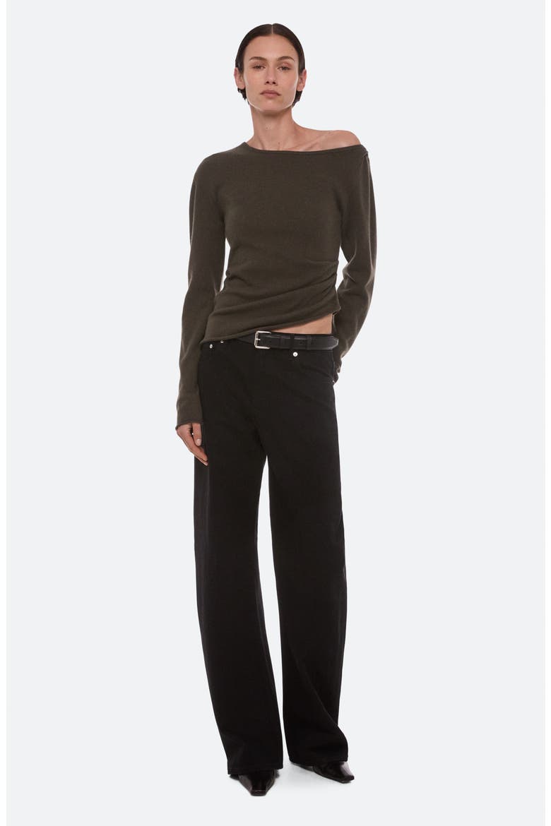 Draped Asymmetric One-Shoulder Wool Sweater, Alternate, color, GOURD